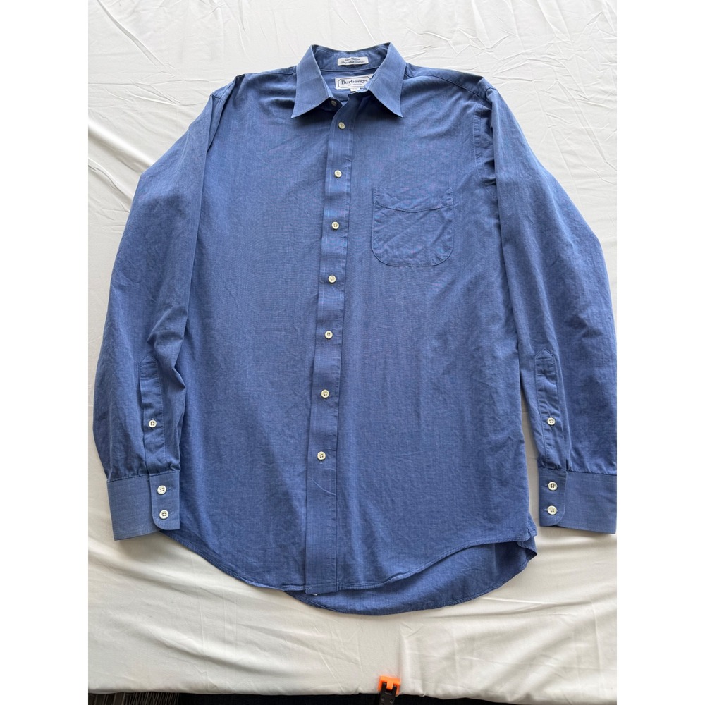 Burberrys of London Mens Blue Cotton Button Down Dress Shirt 16-36 Made in USA